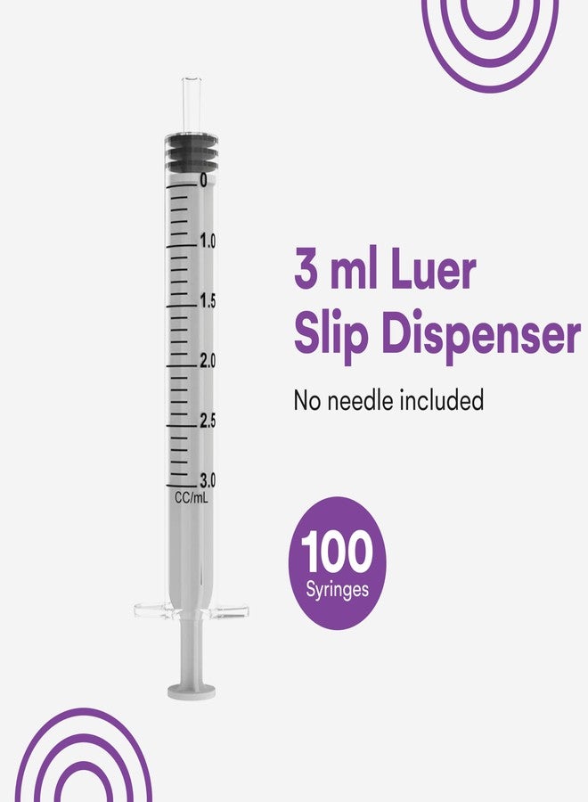 Care Touch 3 mL Syringe Without Needle Luer Slip Tip, Pack of 100 - Individually Sealed Sterilized Disposable Syringes 3ml for Babies, Pets, Crafting, DIY and Precise Liquid Measurements - Image 3